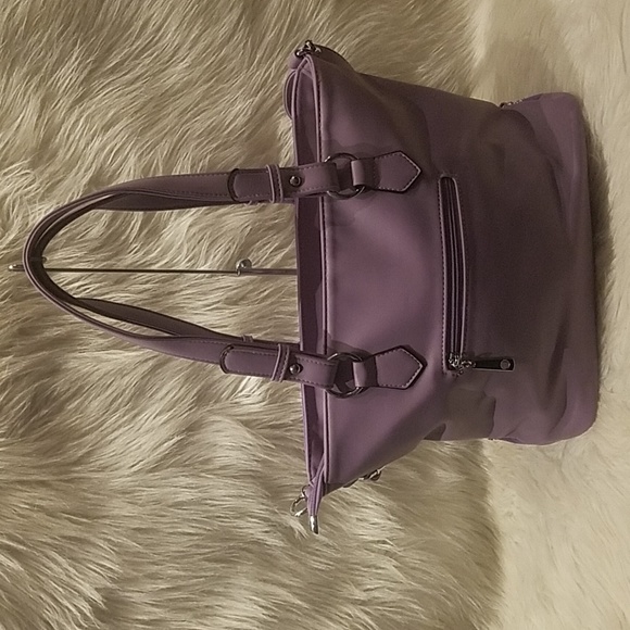 HANDBAG EXPRESS LAVENDER RHINESTONE SUNBURST TOTE - Picture 5 of 8